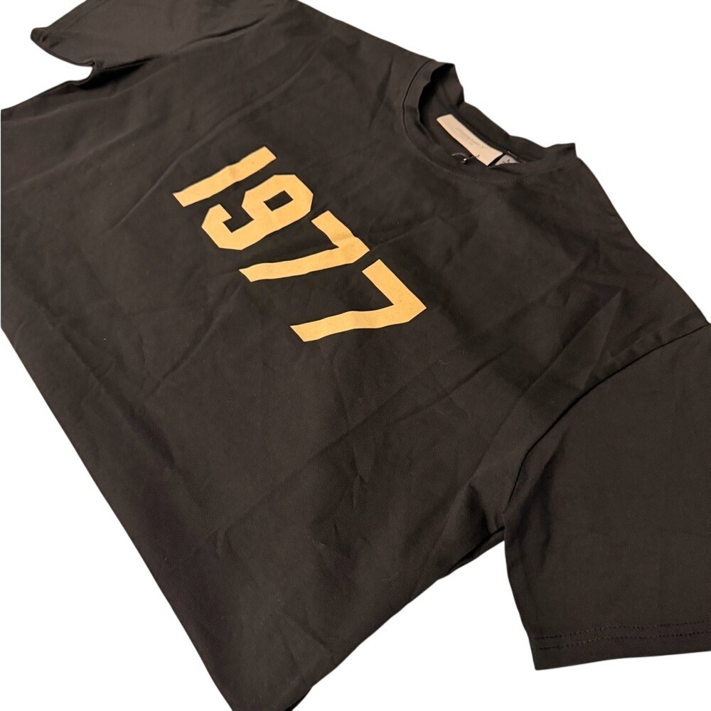 Black T-Shirt with Gold 1977‎ Print